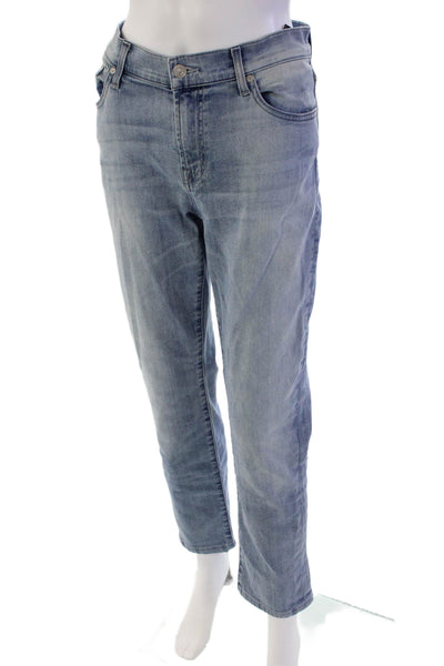 7 For All Mankind Womens Cotton Five Pocket Slim Fit Jeans Light Blue Size 33