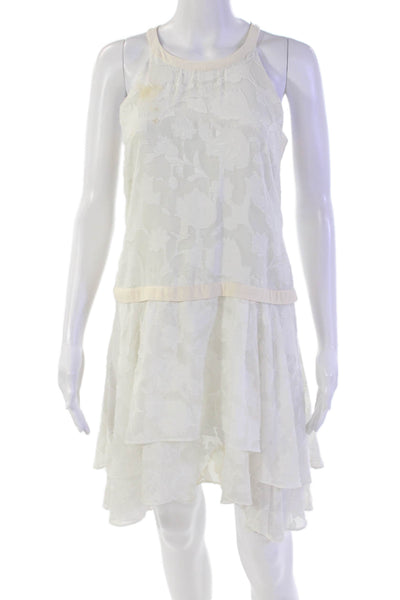 Hunter Bell Womens Back Zip Sleeveless Scoop Neck Mini Shift Dress White Small