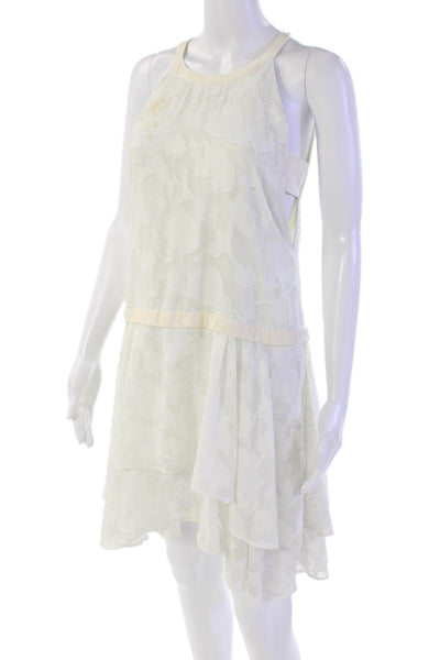 Hunter Bell Womens Back Zip Sleeveless Scoop Neck Mini Shift Dress White Small