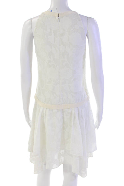 Hunter Bell Womens Back Zip Sleeveless Scoop Neck Mini Shift Dress White Small