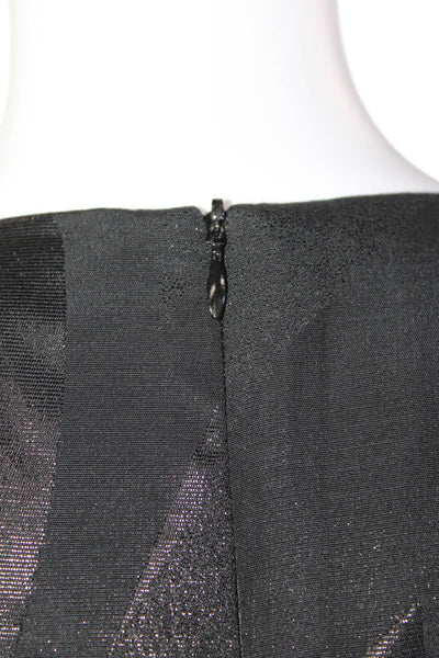 Hunter Dixon Womens Back Zip Short Sleeve Shimmer Sheath Dress Black Silk Size 2