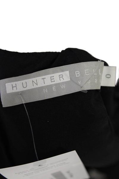 Hunter Bell Womens Back Zip Short Sleeve Crew Neck Shift Dress Black Size 0