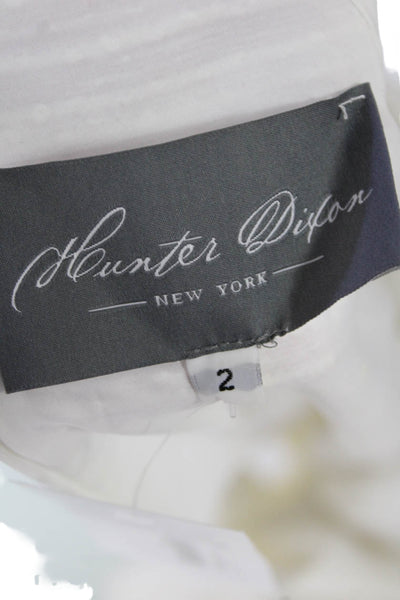 Hunter Bell Womens Back Zip Short Sleeve Ruffled Shift Dress White Size 2
