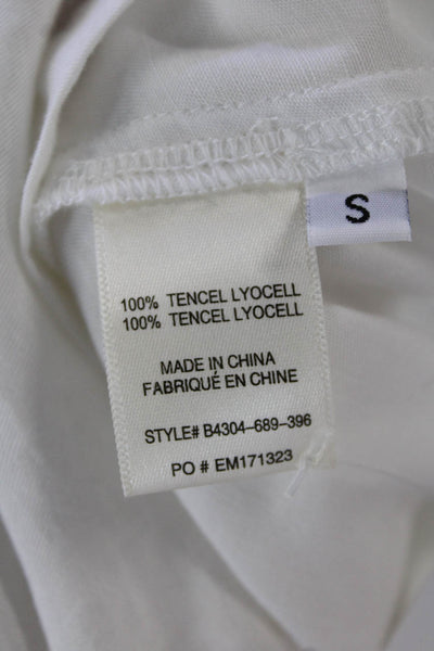 Bella Dahl Womens Long Sleeve Smocked Trim V Neck Boxy Top White Size Small