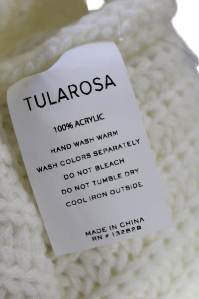 Tularosa Womens Oversized Chevron Crew Neck Sweater White Brown Size XS