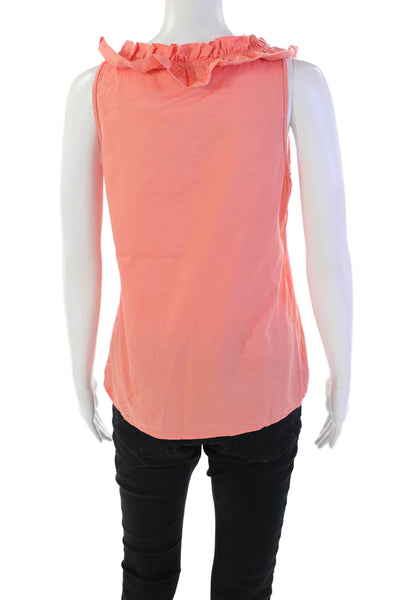 J Crew Womens Cotton Ruffle Trim Round Neck Pullover Tank Top Orange Size 2