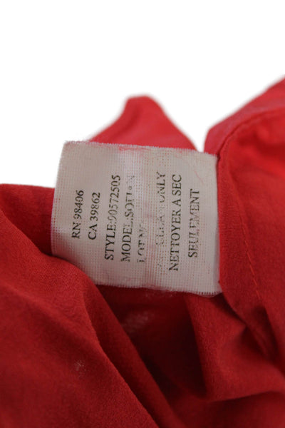 Theory Womens Silk Pleated Tie Collar Sleeveless Pullover Blouse Top Red Size S