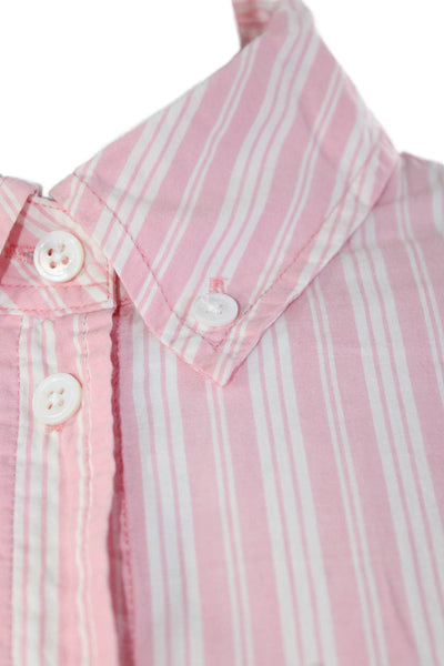 Equipment Femme Womens Striped Long Sleeve Button Up Blouse Top Pink Size S