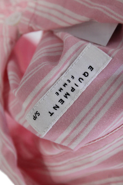 Equipment Femme Womens Striped Long Sleeve Button Up Blouse Top Pink Size S