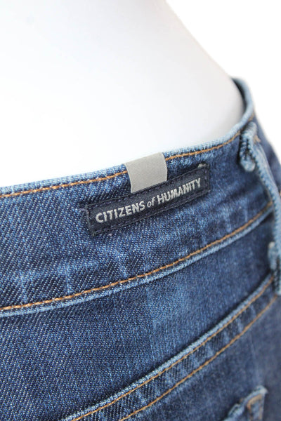 Citizens of Humanity Womens Cotton Blend Mid-Rise Straight Jeans Navy Size 26