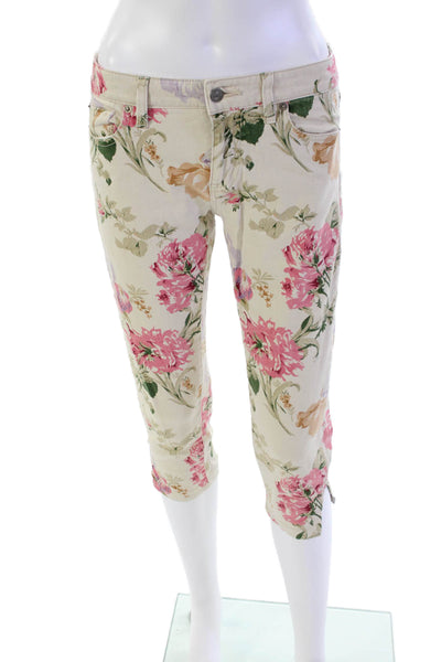 Denim & Supply By Ralph Lauren Womens Cotton Floral Cropped Jeans Tan Size 27