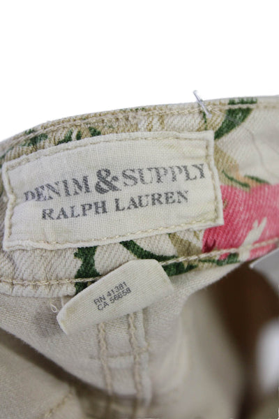 Denim & Supply By Ralph Lauren Womens Cotton Floral Cropped Jeans Tan Size 27