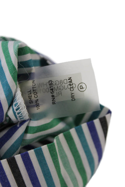 Calvin Klein Womens Striped Collared Long Sleeve Button Up Dress Green Size 2