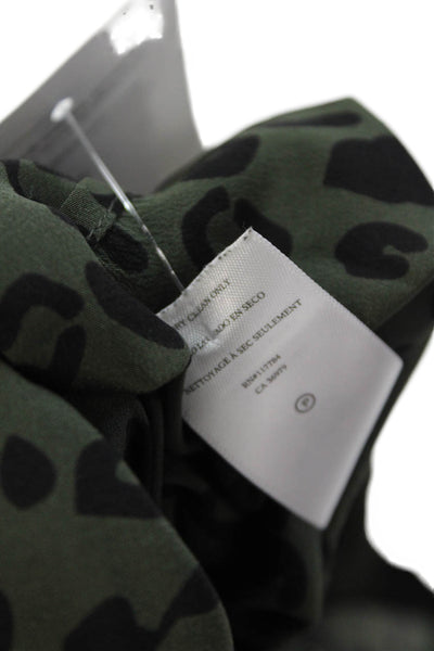 Rails Womens Silk Animal Print Button Down Shirt Green Black Size Extra Small