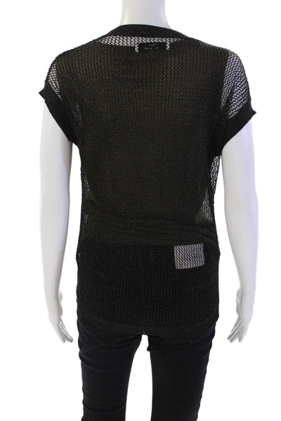Robert Rodriguez Womens Short Sleeves Pullover Sweater Black Green Size Small