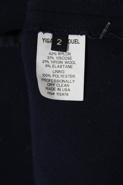 Yigal Azrouel Womens Sleeveless Solid Asymmetric Peplum Blouse Navy Size 2