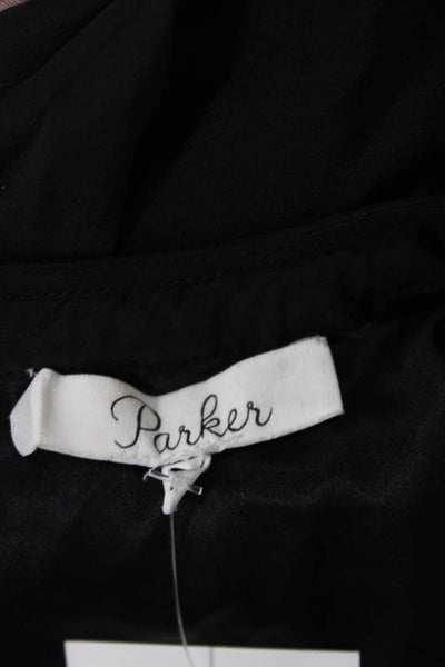 Parker Woimens Silk Chain Detail Sleeveless Halter Neck Blouse Black Size S