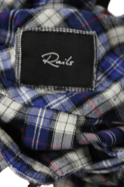 Rails Womens Long Sleeve Ombre Plaid Button Down Shirt Blue Pink Size S