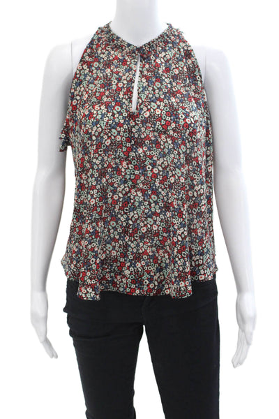 Derek Lam 10 Crosby Womens Floral Cold Shoulder V Neck Blouse Multicolor Size 2