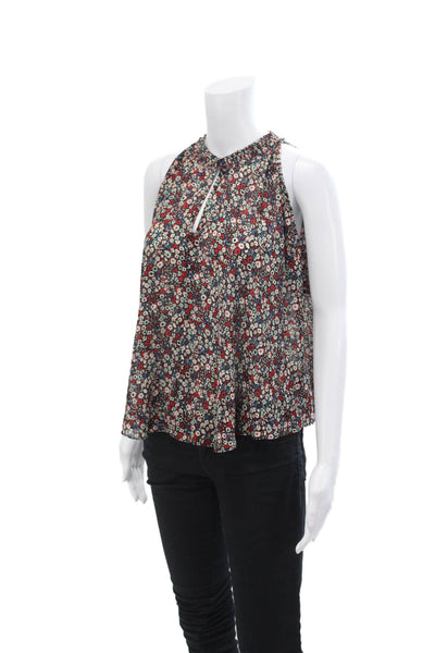 Derek Lam 10 Crosby Womens Floral Cold Shoulder V Neck Blouse Multicolor Size 2