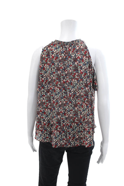 Derek Lam 10 Crosby Womens Floral Cold Shoulder V Neck Blouse Multicolor Size 2