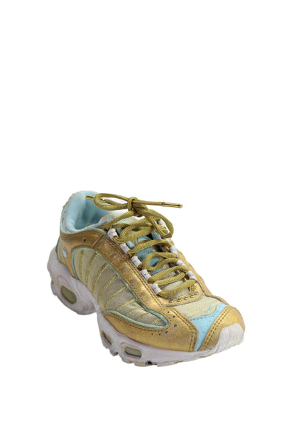 Nike Womens Leather Air Max Low Top Sneakers Gold Metallic Powder Blue Size 6