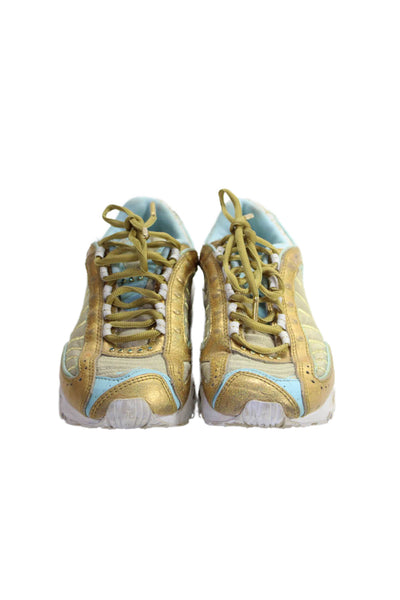 Nike Womens Leather Air Max Low Top Sneakers Gold Metallic Powder Blue Size 6