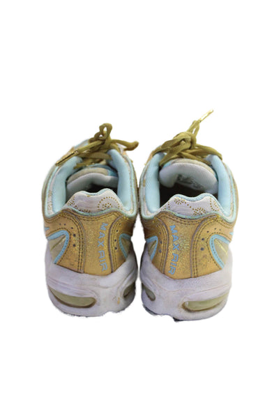 Nike Womens Leather Air Max Low Top Sneakers Gold Metallic Powder Blue Size 6