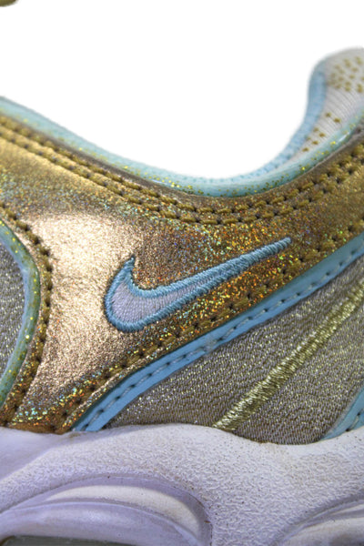 Nike Womens Leather Air Max Low Top Sneakers Gold Metallic Powder Blue Size 6