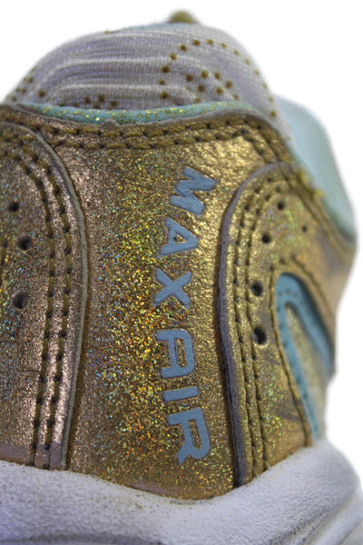 Nike Womens Leather Air Max Low Top Sneakers Gold Metallic Powder Blue Size 6