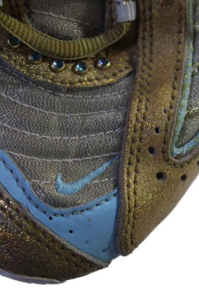 Nike Womens Leather Air Max Low Top Sneakers Gold Metallic Powder Blue Size 6