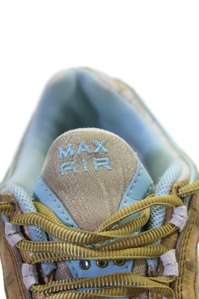 Nike Womens Leather Air Max Low Top Sneakers Gold Metallic Powder Blue Size 6
