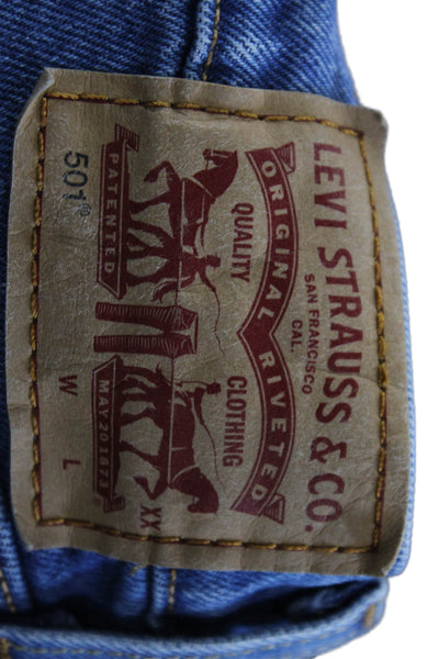 Levis Womens High Rise 501 Button Up Slim Leg Jeans Blue Cotton Size 25