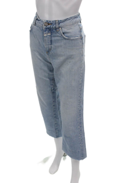 Closed Womens High Rise Light Wash Straight Leg Jeans Blue Cotton Size 24