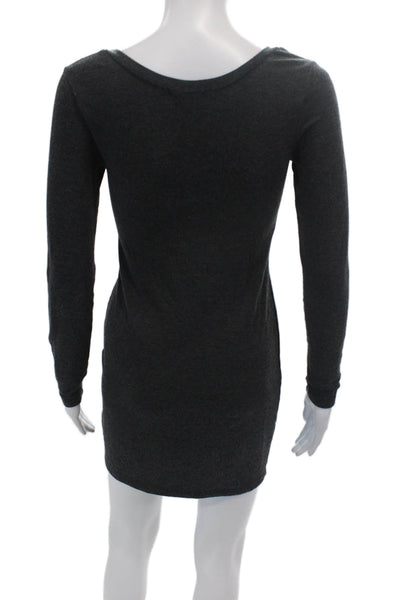 Splendid Womens Round Neck Long Sleeve Stretch Mini Dress Dark Gray Size XS