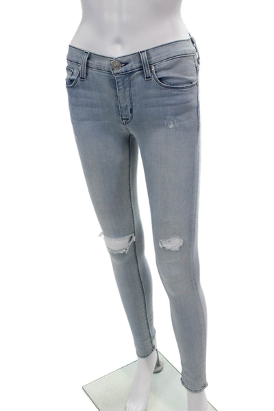 Hudson Womens Cotton Low Rise Distressed Detail Skinny Jeans Blue Size 25