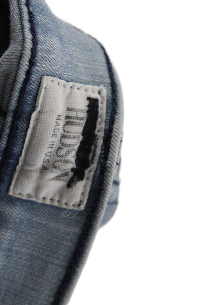 Hudson Womens Cotton Low Rise Distressed Detail Skinny Jeans Blue Size 25