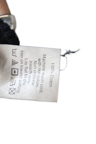 J Crew Womens Cotton Knit V-Neck Long Sleeve Basic Top Solid Black Size XXS