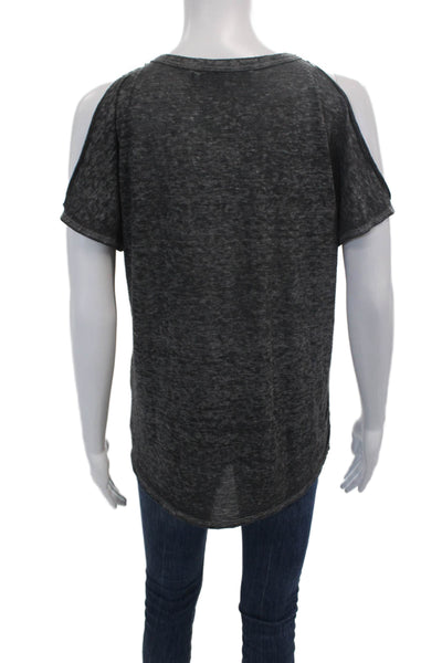 Pam & Gela Womens Round Neck Short Sleeve Casual T-Shirt Heather Gray Size L