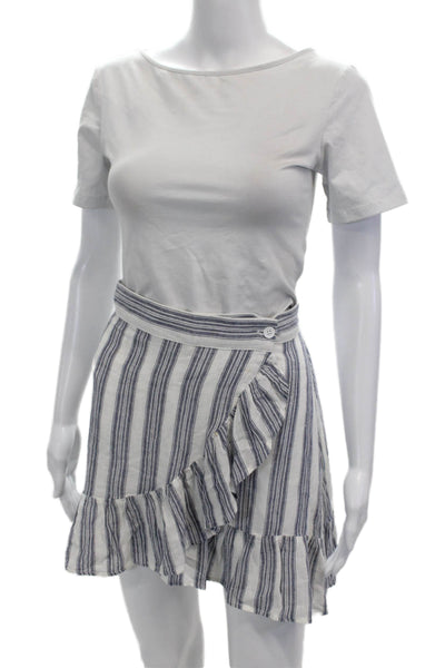 Rails Womens Striped Gathered Gem Detail Lined Mini Skirt White Size XS