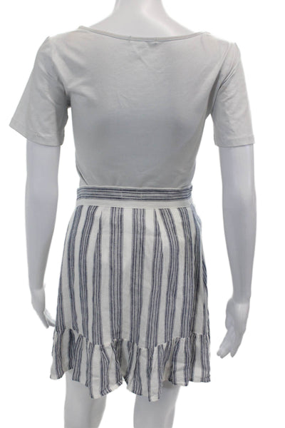 Rails Womens Striped Gathered Gem Detail Lined Mini Skirt White Size XS