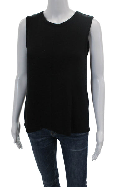 Rag & Bone Jean Womens Scoop Neck Back Slit Tank Top Black Size Small