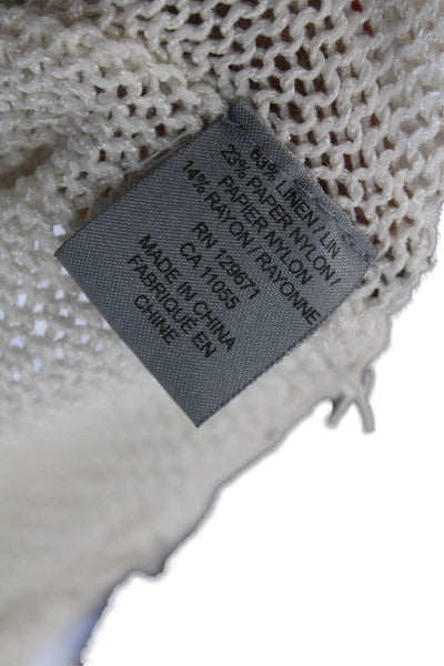 360 Sweater Womens Long Sleeve Scoop Neck Open Knit Sweater White Size Small
