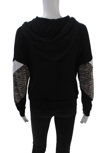 Michael Lauren Women's Hood Long Sleeves Full Zip Sweatshirt Black Size XS