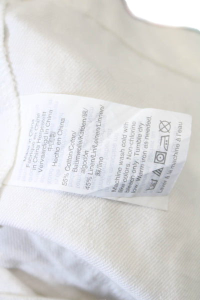 Madewell Womens Cotton Blend V-Neck Short Sleeve Blouse Top White Size S