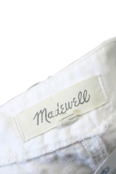 Madewell Womens Cotton Blend V-Neck Short Sleeve Blouse Top White Size S