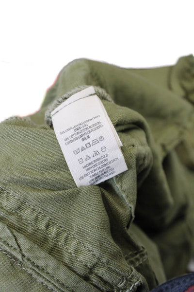 Free People Womens Linen Blend Belted Mid-Rise Tapered Pants Green Size 2