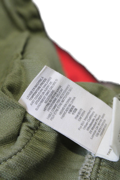 Free People Womens Linen Blend Belted Mid-Rise Tapered Pants Green Size 2