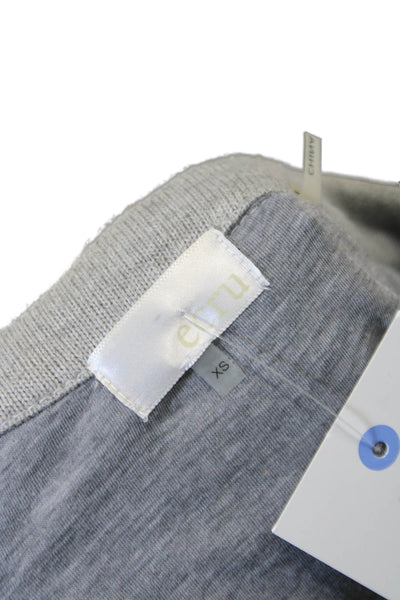 Ecru Womens Crew Neck Long Sleeve Leather Panel Short Jacket Gray Size XS