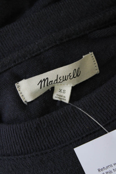 Madewell Womens Ruched Round Neck Long Sleeve Pullover T-Shirt Top Gray Size XS